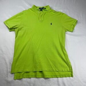 Polo Ralph Lauren Mens Lime Green Custom Fit Pique Polo Shirt Large Navy Pony